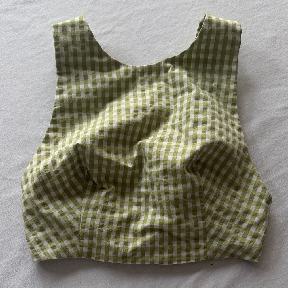 Zara Olive Green Gingham Crop Top